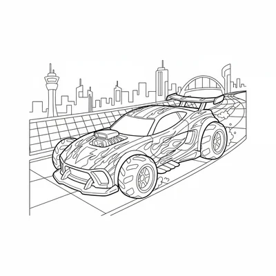 Get ready to race with this awesome Hot Wheels car coloring page! Print it out and bring your favorite speed machine to life with your brightest colors.
