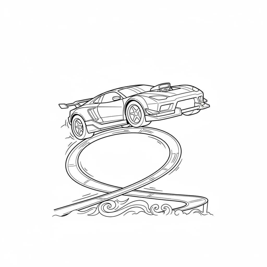 Race into fun with this printable Hot Wheels car coloring page! Perfect for kids and adults, download and bring these iconic speedy vehicles to life with your favorite colors.