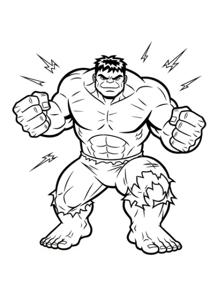 Get ready for some smashing fun with this printable Hulk coloring page designed especially for kids! Download and color your favorite green superhero today.