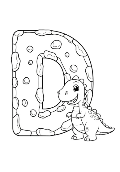 Discover the letter D with a friendly dinosaur on this printable coloring page! Featuring bold, simple shapes perfect for toddlers, it's a fun way to learn and get creative.