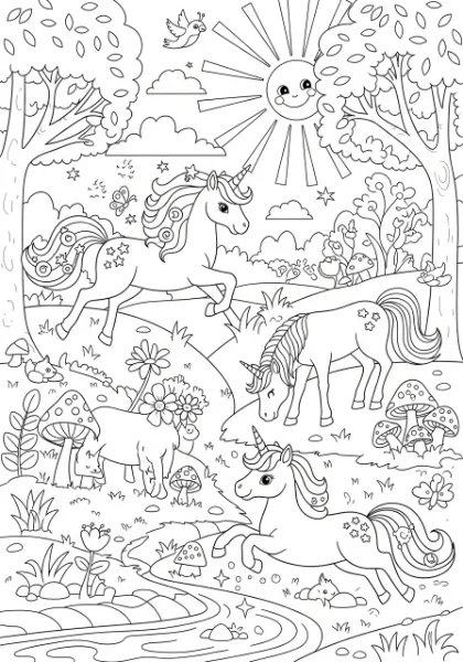Dive into a magical world with our enchanting unicorn coloring page, perfect for kids! Simply print it out and unleash your creativity with all your favorite colors.