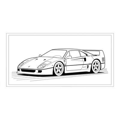 Get ready to color a sleek, powerful sports car, inspired by a Ferrari, positioned right in the center of the page. This fun car coloring page is perfect for young motor enthusiasts!