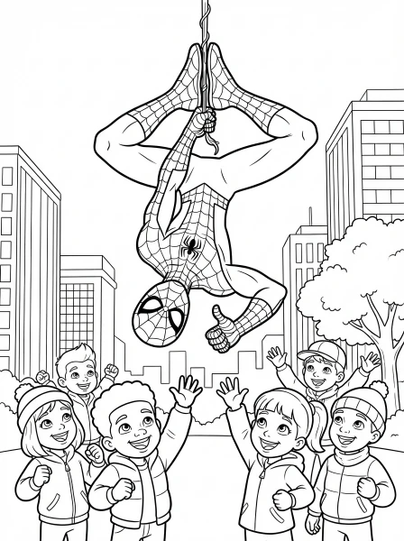 Print this fun Spider-Man coloring page and let kids join the hero in giving a big thumbs-up! Perfect for young fans to color and enjoy.