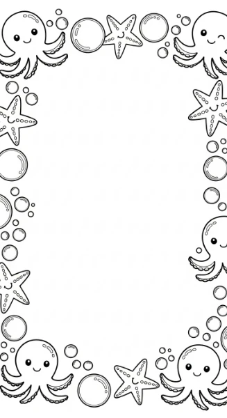 Add a splash of ocean fun to your math worksheets with this adorable Under the Sea border. Featuring cute octopuses, starfish, and bubbles, it's perfect for kids to print, color, and make learning extra special!