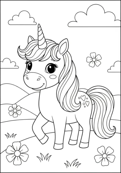 Gallop into a world of magic with this adorable unicorn coloring page designed especially for kids! Print it for free and let your imagination shine with colors.