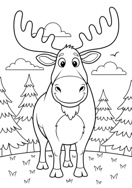 Get ready to color a magnificent moose from Canada! This free printable page is perfect for kids to enjoy bringing a beautiful forest animal to life with their favorite colors.