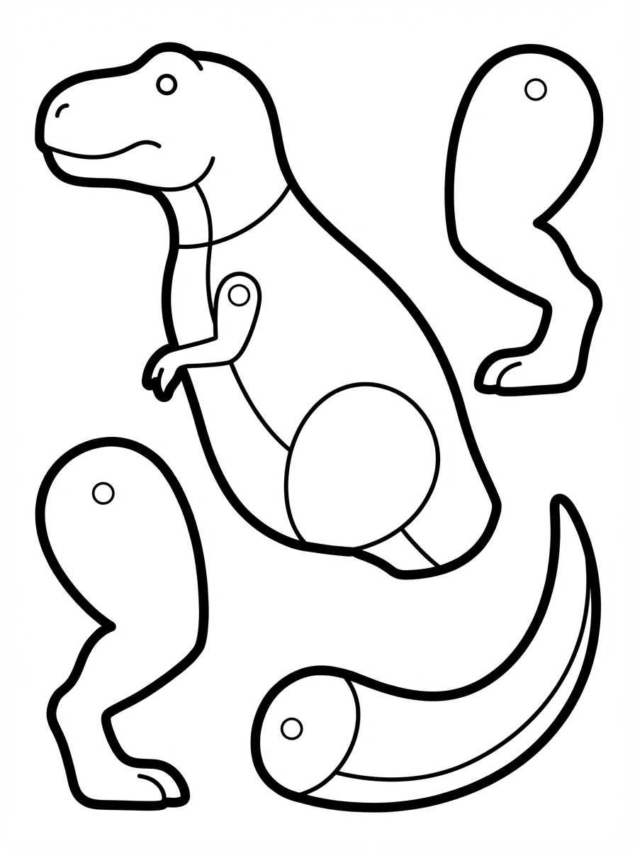 Print, color, and craft your very own movable T-Rex dinosaur! This fun activity page lets you bring a mighty T-Rex to life with coloring, cutting, and simple assembly.