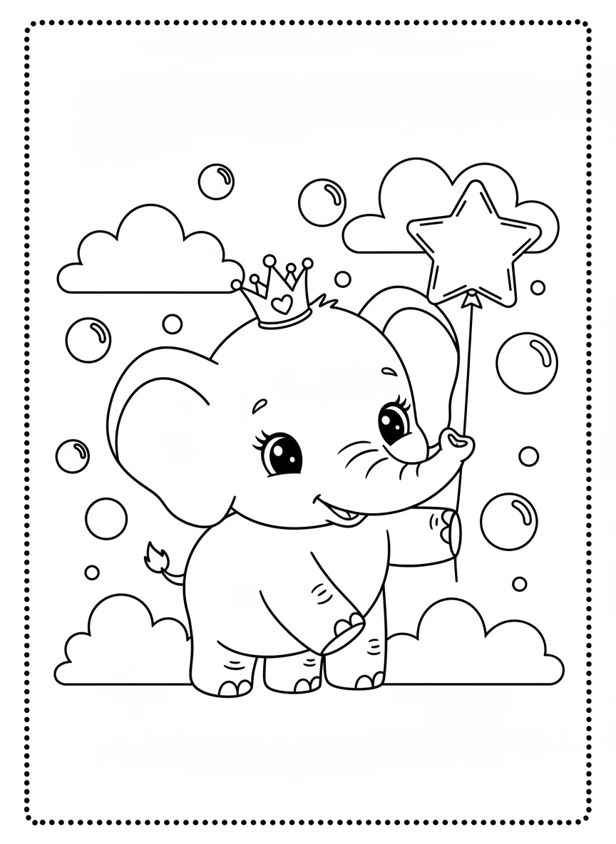Download and print this adorable cute baby elephant coloring page, perfect for kids who love baby animals. A fun and free printable activity.