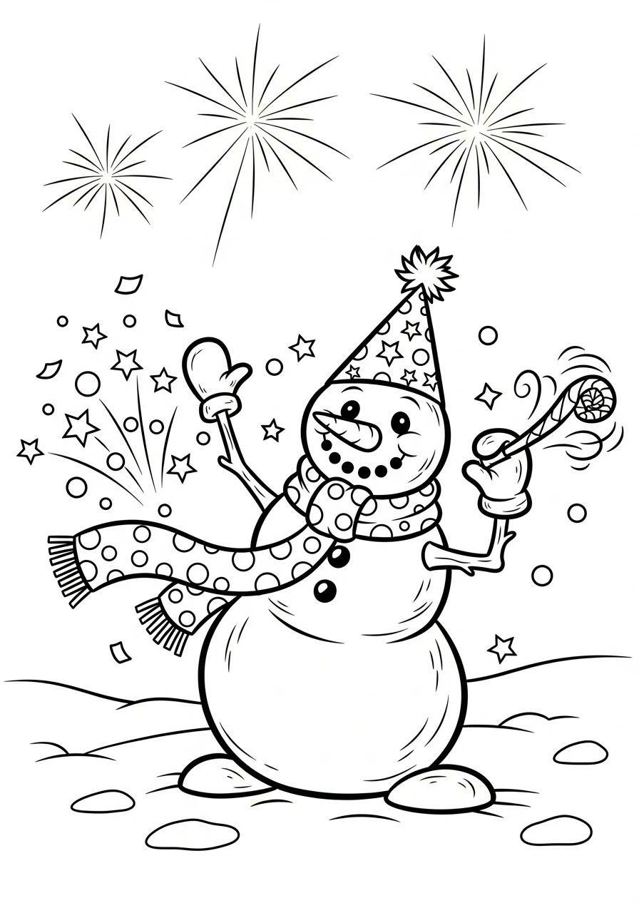 Join the fun and color a festive New Year's scene! This printable coloring page is perfect for kids to enjoy a happy celebration.