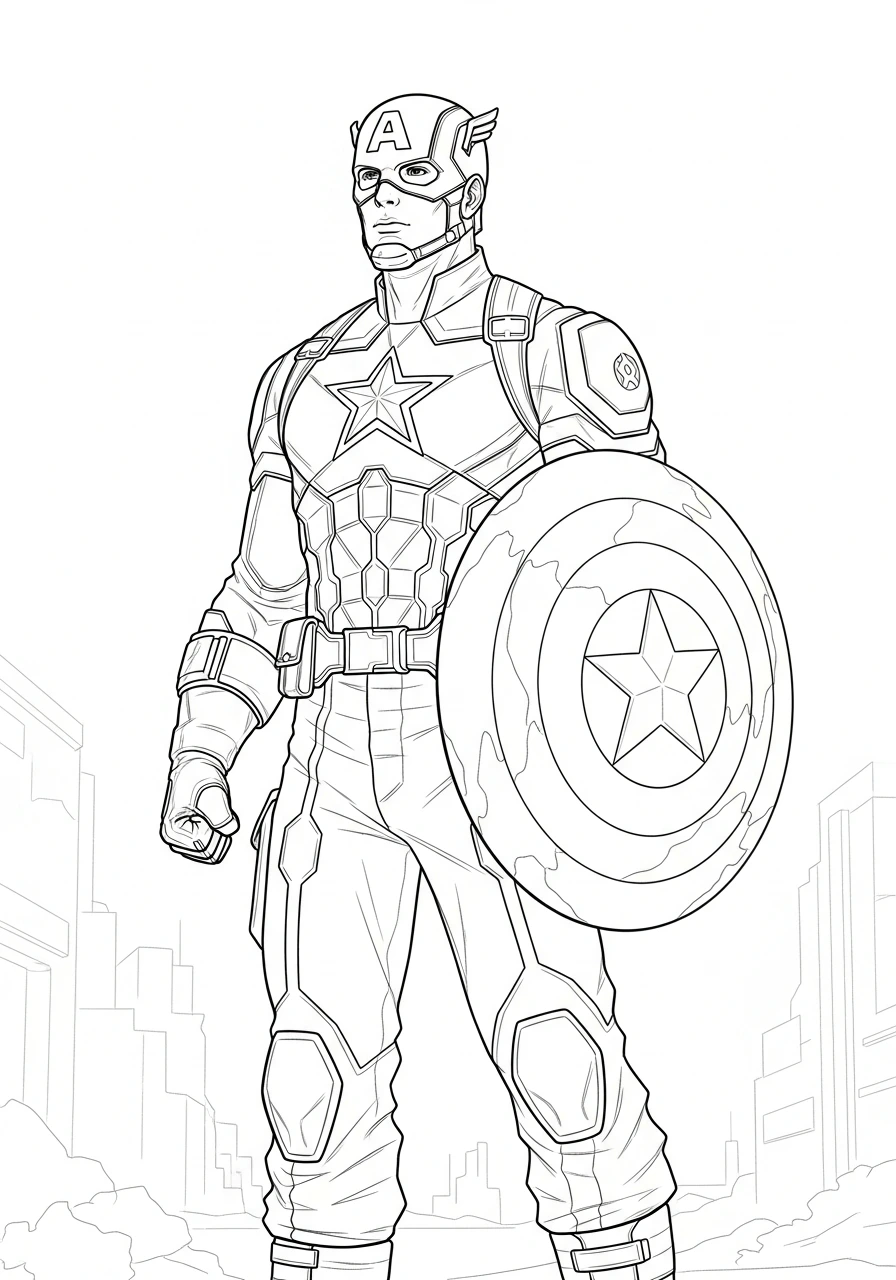 Explore a unique moment with this Captain America 'Alone' printable coloring page. Download and print for kids and adults to bring this iconic hero to life with your favorite colors.