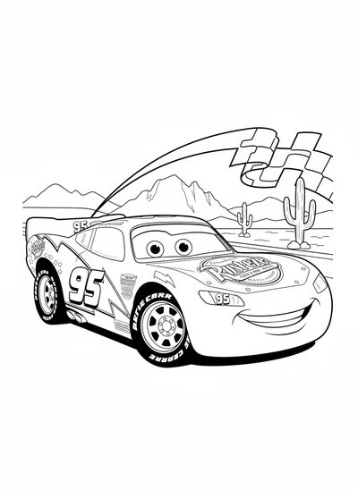 Get ready to race with this dynamic Disney Cars Lightning McQueen coloring page! Perfect for young fans to bring their favorite hero to life with vibrant colors.