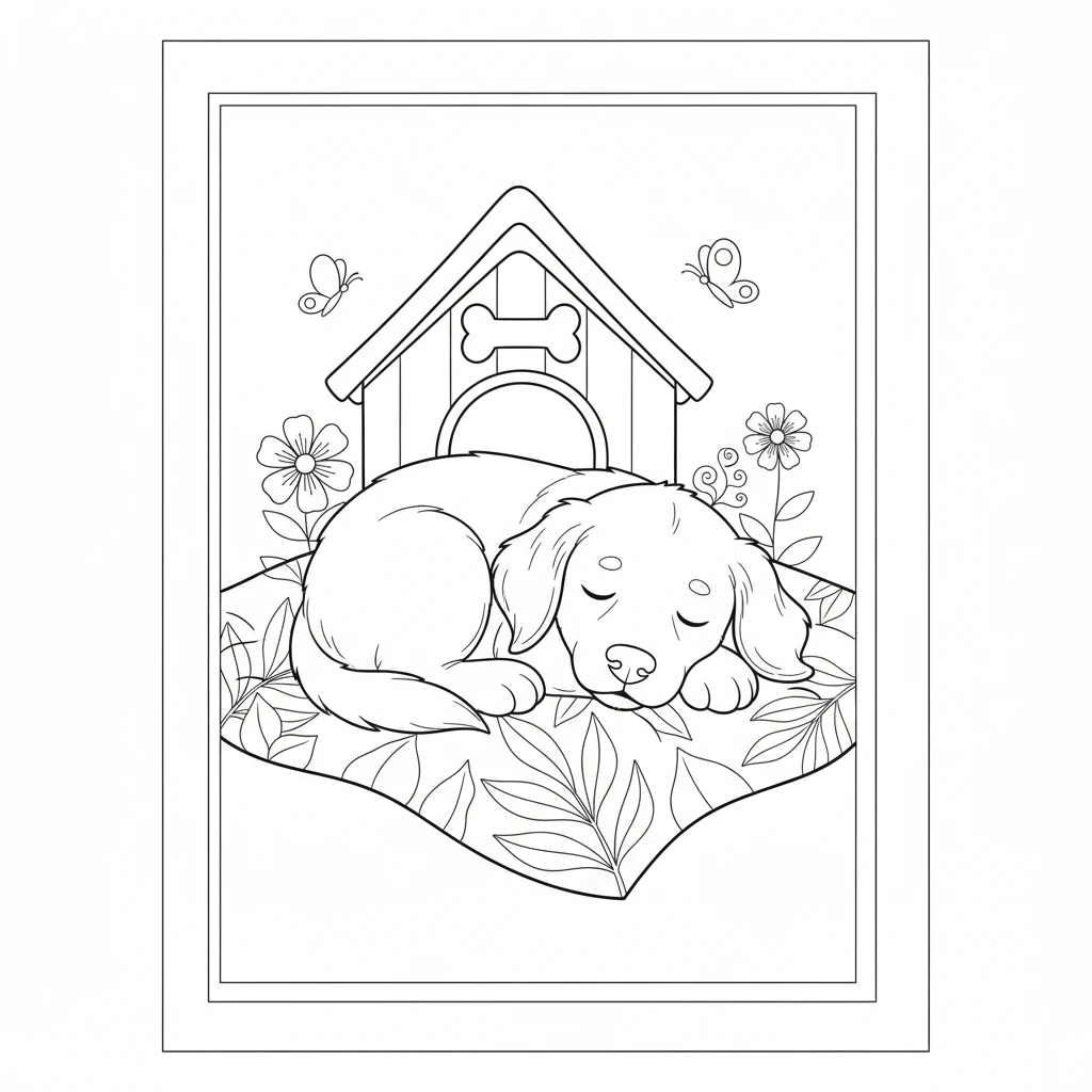 Color this sweet puppy, ready for playtime! This baby animal coloring page is perfect for little ones and toddlers.