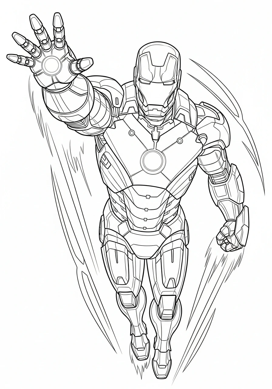 Suit up for some coloring fun with this awesome Iron Man coloring page! Download and print this superhero design for hours of creative entertainment.
