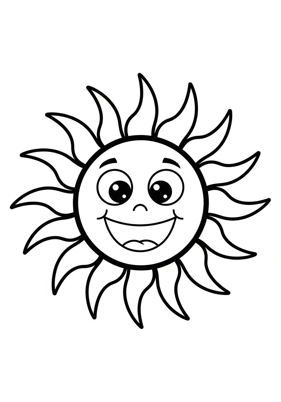 Get ready to color our cheerful Sun coloring page, perfect for kids! Print it out and let your creativity shine as you bring this bright star to life.