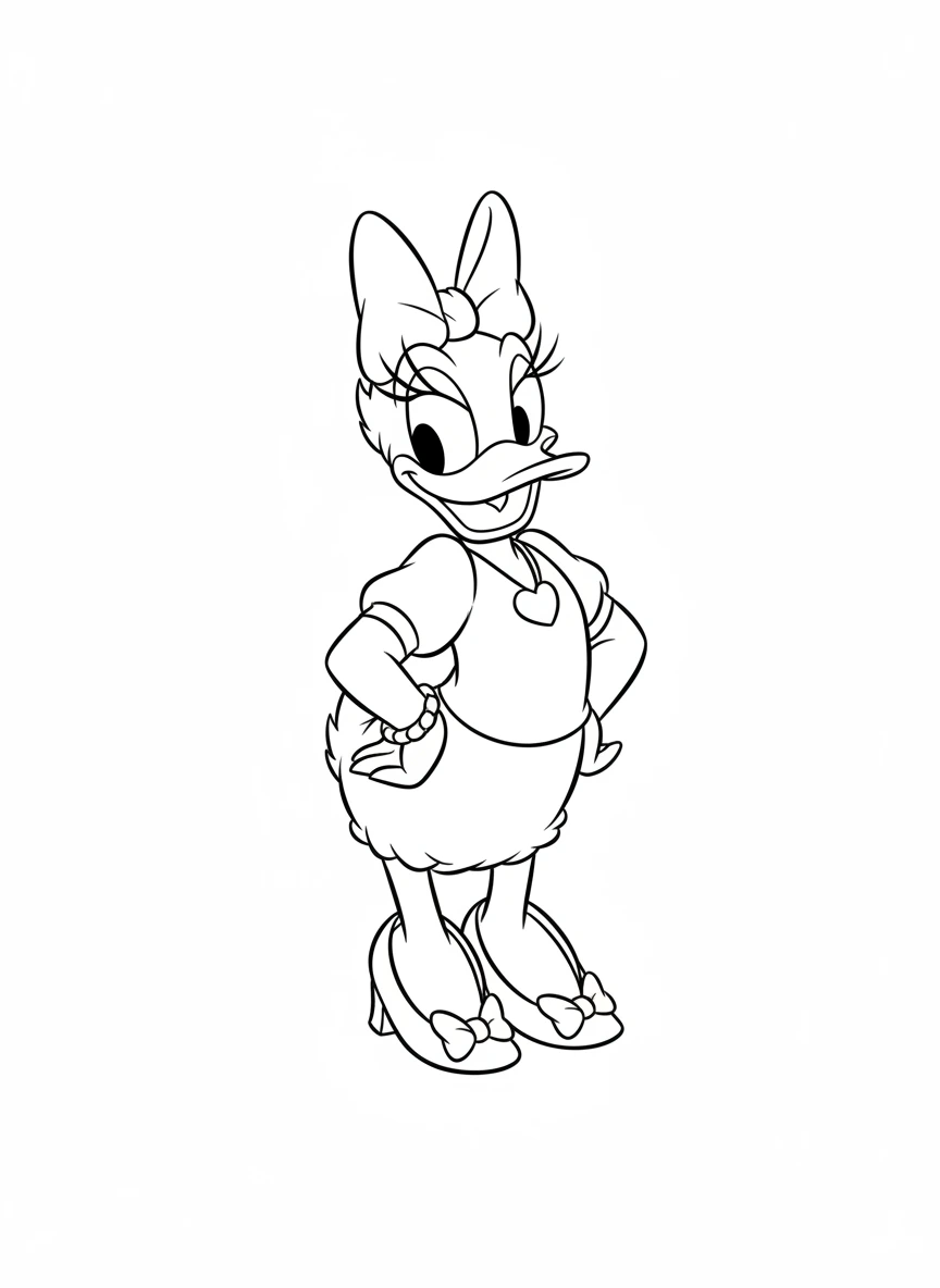 Get ready to color your favorite Disney fashionista! This delightful Daisy Duck coloring page is perfect for kids and fans of classic cartoons.