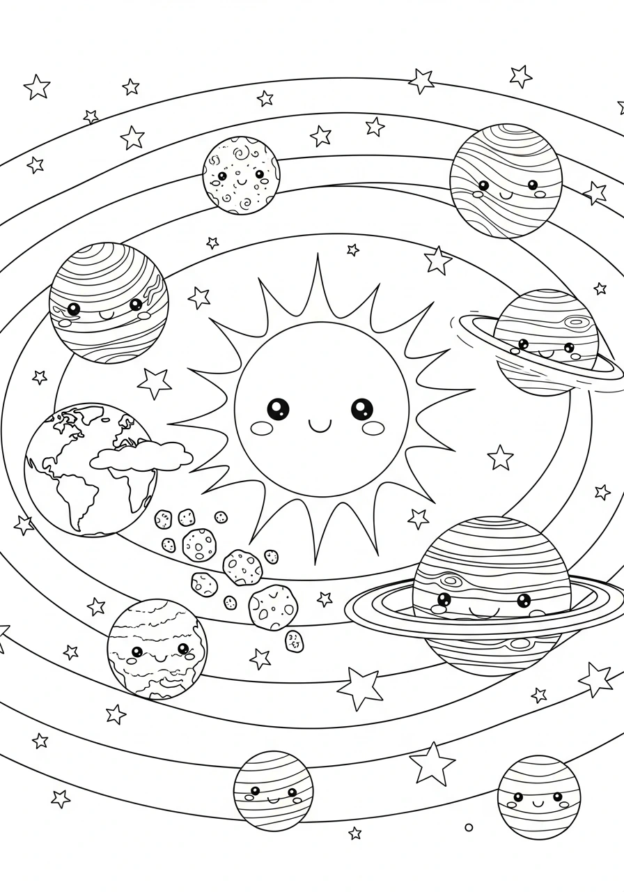 Explore the wonders of space with this fun solar system coloring page designed for kids! Print and color all the planets, the sun, and more for an out-of-this-world adventure.