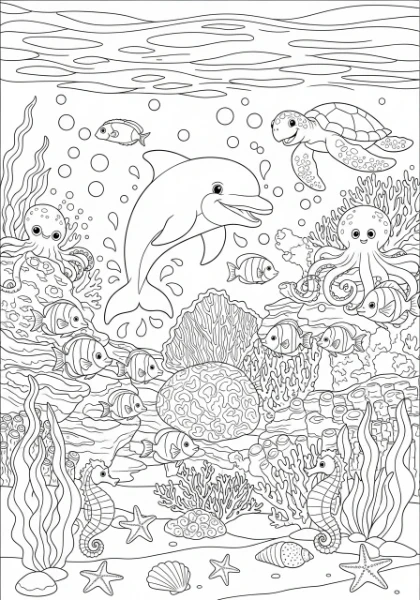 Dive into the deep blue with this fun printable coloring page! Explore amazing sea creatures and make the underwater world vibrant with your favorite colors.