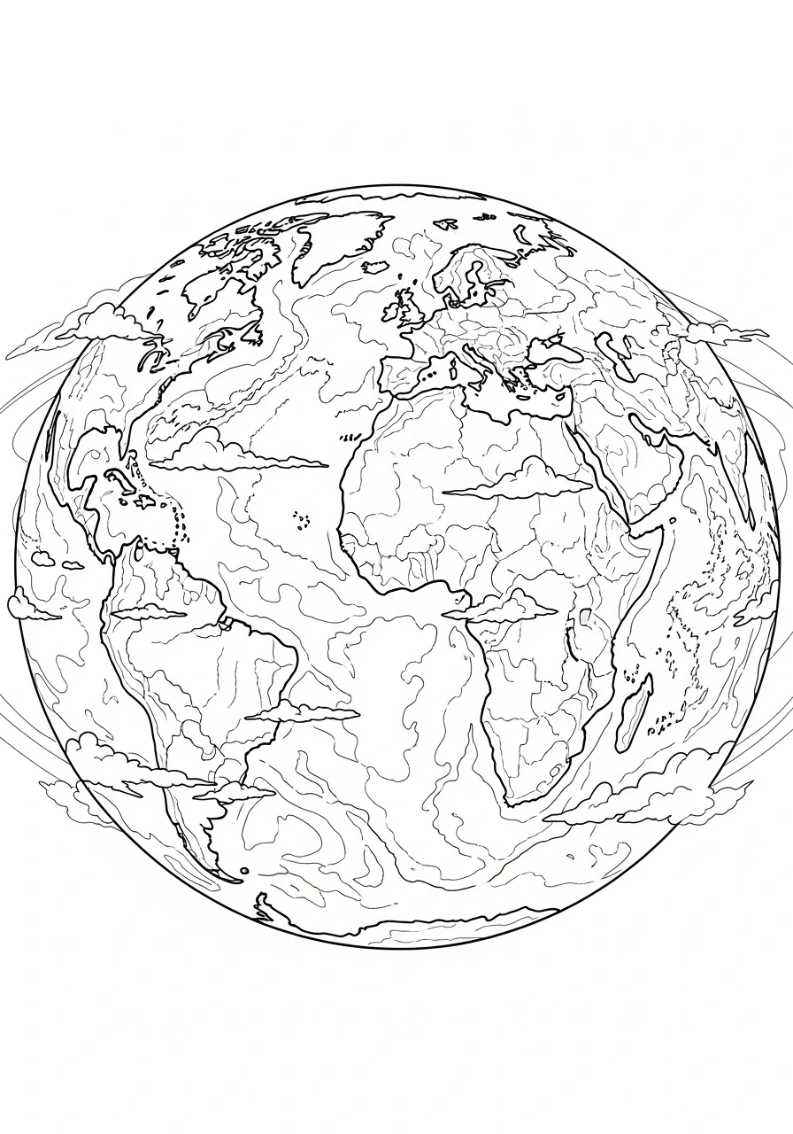Discover the beauty of our home planet with this fun Earth coloring page! Perfect for kids and adults to download, print, and color the continents and oceans.