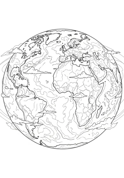 Discover the beauty of our home planet with this fun Earth coloring page! Perfect for kids and adults to download, print, and color the continents and oceans.
