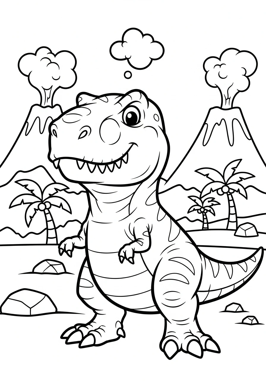 Roar into fun with this printable T-Rex dinosaur coloring page, specially designed for kids! Grab your crayons and bring this mighty prehistoric creature to life with your favorite colors.