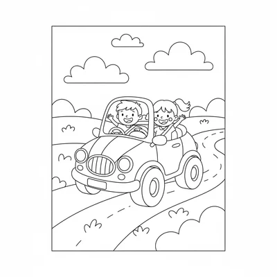 Zoom into fun with this kids car coloring page! Print it for free and let your imagination drive as you color this cool car.