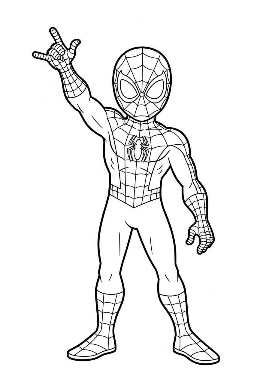 Download and print this exciting Spider-Man coloring page designed just for kids. Unleash your creativity and color the friendly neighborhood hero!