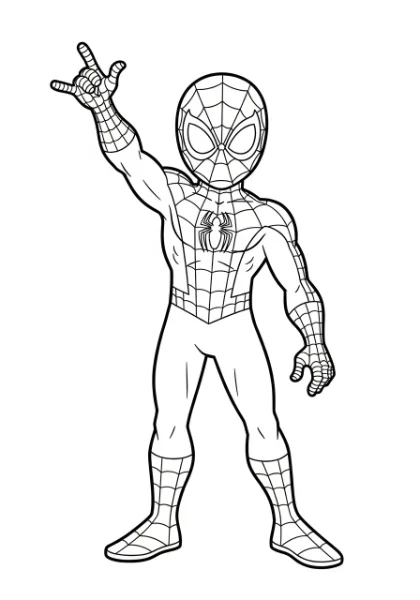 Download and print this exciting Spider-Man coloring page designed just for kids. Unleash your creativity and color the friendly neighborhood hero!