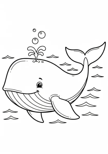 Dive into an ocean of fun with this free printable whale coloring page! Perfect for kids to color and explore marine life.