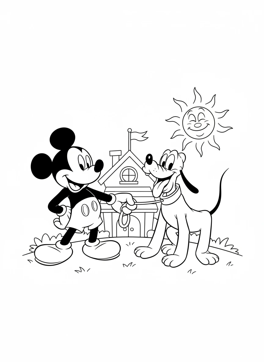 Bring the magic of Disney to life with this delightful Mickey and Pluto coloring page! Perfect for young fans, enjoy coloring the iconic duo on an adventure.