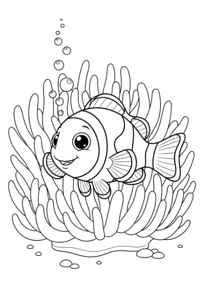 Dive into the ocean with this adorable clown fish coloring page! It's perfect for kids to print, color, and bring their favorite underwater friend to life.